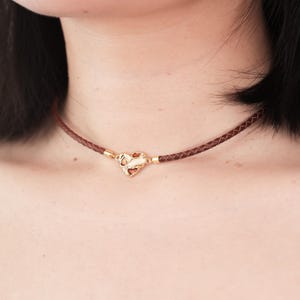 Silver Heart Choker Necklace, Choker Necklace with a Heart, Heart Jewelry, Leather Necklace, Heart Necklace, Leather Choker, Gift for Her