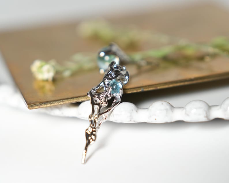 Gothic Style Stud Earrings Inspired by Glaciers, Nature-inspired Jewelry, Unique Gift, Gift for Her image 5
