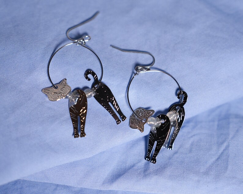 Cat Earrings, Animal Design, Cute Earrings, Cat Lover Gift, Gift for Her image 9