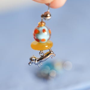 Cute Dachshund Dangle & Drop Earrings with Colorful Glass Beads, Gift for Her, Unique Gift image 2
