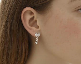 Stijlvolle sterlingzilveren strik- en balletschoenoorbellen, cadeau voor haar