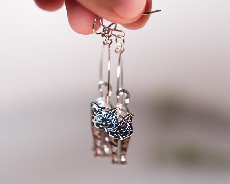 Cat Earrings, Animal Design, Cute Earrings, Cat Lover Gift, Gift for Her image 8