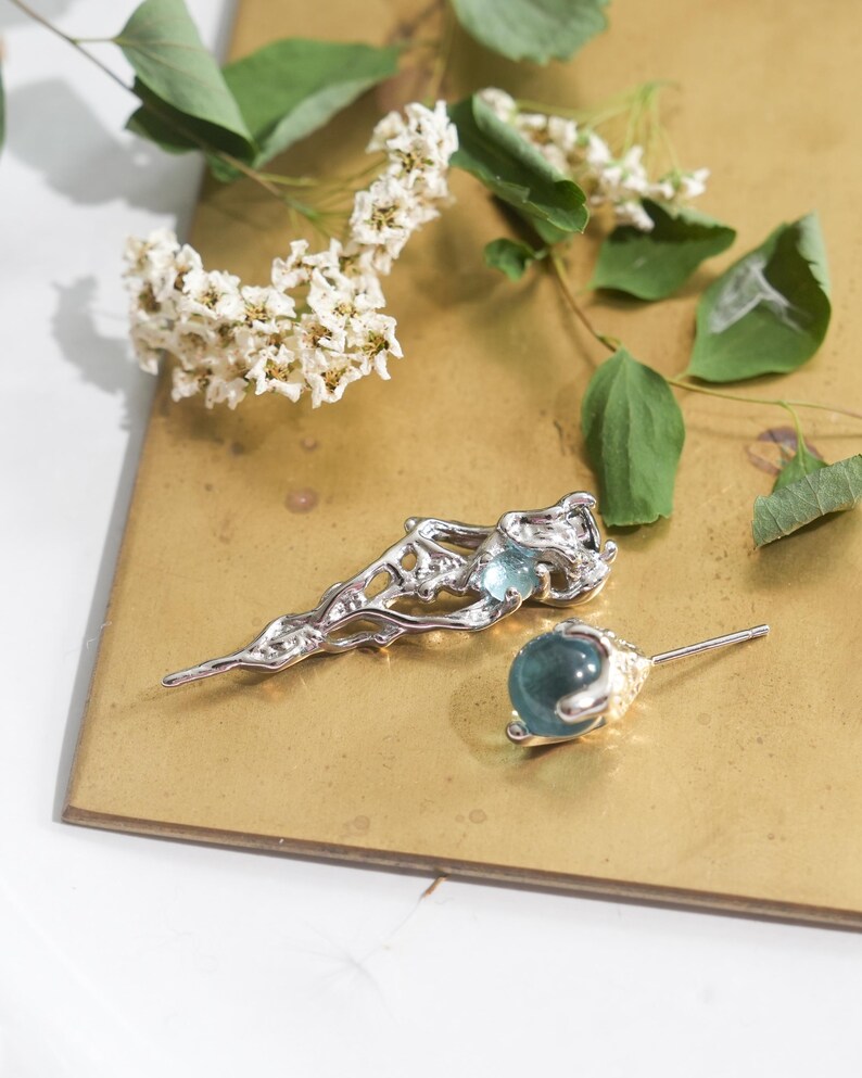 Gothic Style Stud Earrings Inspired by Glaciers, Nature-inspired Jewelry, Unique Gift, Gift for Her image 4