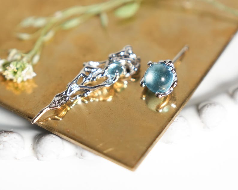 Gothic Style Stud Earrings Inspired by Glaciers, Nature-inspired Jewelry, Unique Gift, Gift for Her image 6