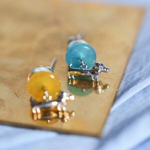 Cute Dachshund Dangle & Drop Earrings with Colorful Glass Beads, Gift for Her, Unique Gift image 4