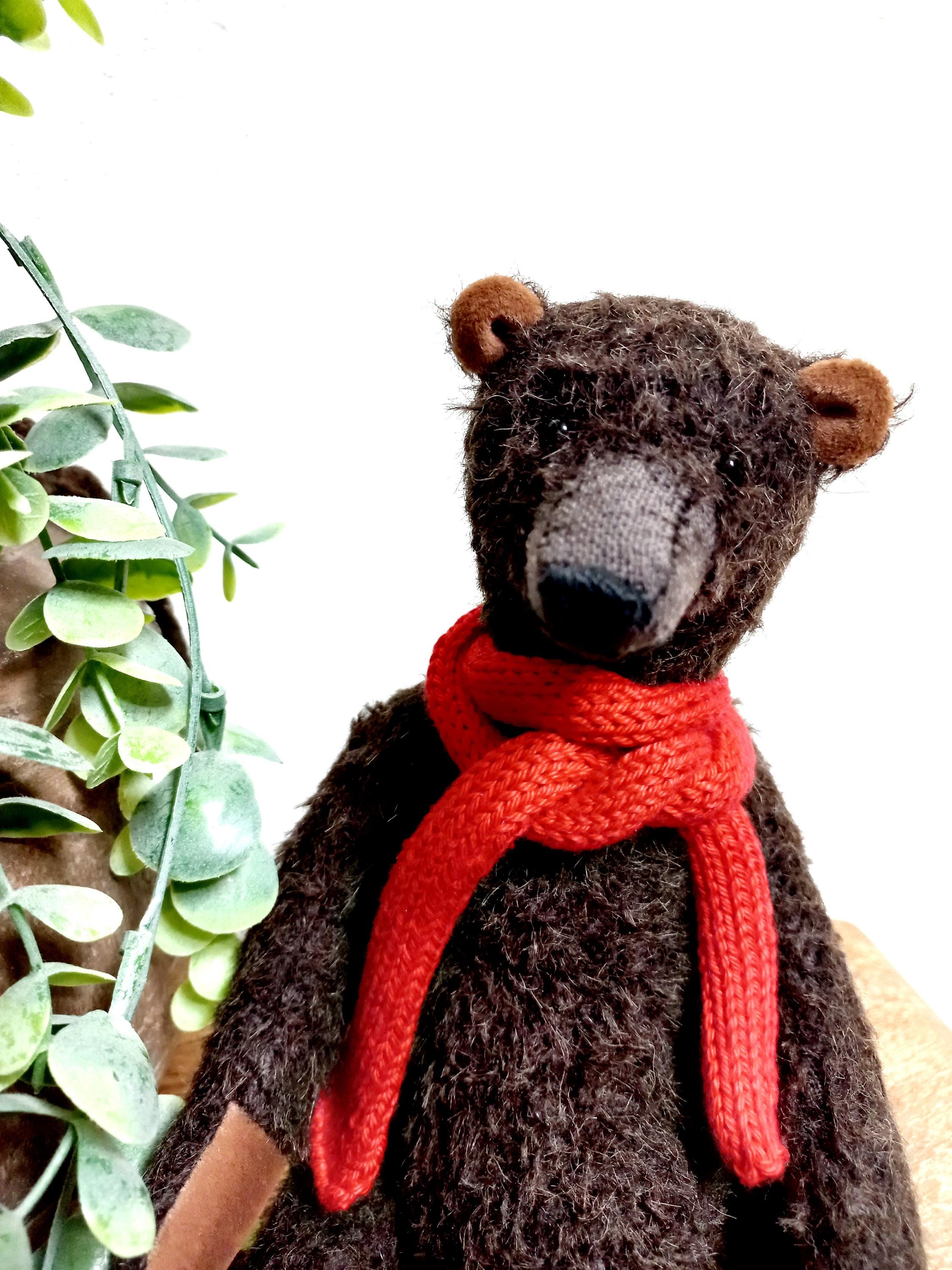 Brown Bear Red Scarf - Etsy Canada