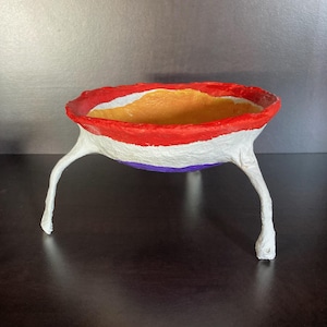 bowl, decorative paper mache pocket emptier