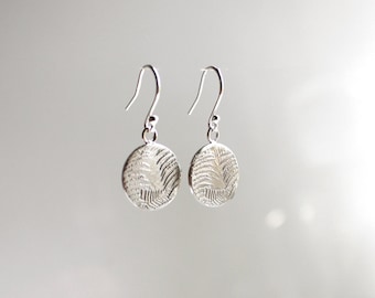 Etched Fern Sterling Silver Drop Earrings: Woodland Jewellery