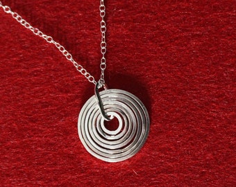 Sterling Silver Concentric Circles Necklace | Recycled Silver Geometric Rings Pendant