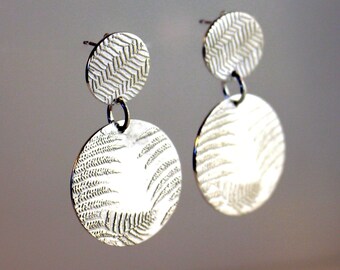 Sterling Silver Drop Earrings |Fern Etched drop studs | Handcrafted Botanical Jewellery | Etched Silver Earrings