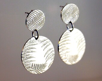Etched Fern Sterling Silver Drop Earrings: Botanical Jewelry