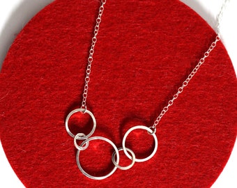 Sterling Silver Circles Of Life Necklace | Silver Circles Necklace | Interlocking Rings Necklace