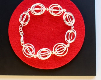 Sterling Silver Cage Bracelet: Modern Sculptural Jewelry