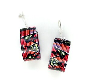Vibrant Aluminium and Silver Hoop Earrings