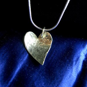 Hammered Love sterling silver handmade heart pendant image 3