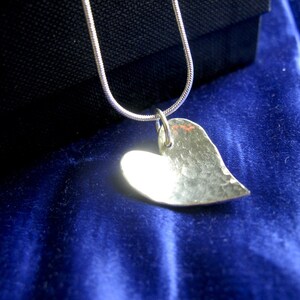 Hammered Love sterling silver handmade heart pendant image 4