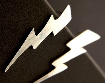 Handmade Sterling Silver Lightning Bolt Stud Earrings