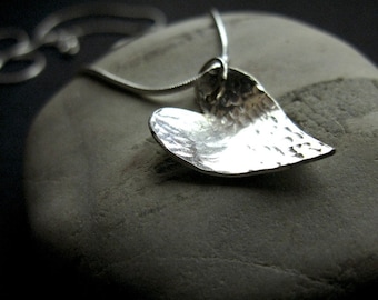 Hammered Love sterling silver handmade heart pendant