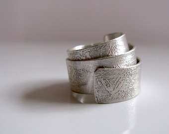 Faded Memories Etch Sterling Silver Wrap Ring | Adjustable Silver Ring