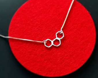Sterling Silver Honeycomb Necklace: Geometric Hexagon Pendant