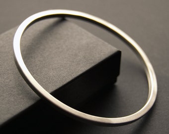 Silver Squared Bangle Handmade | Brushed Silver Bangle