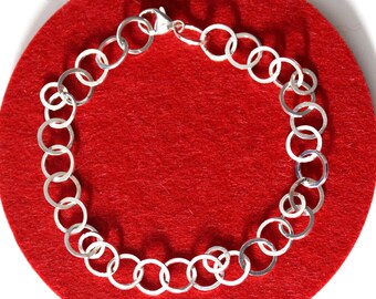 Sterling Silver Circles of Life Bracelet | Recycled Silver Links Bracelet | Interlocking Rings Bracelet