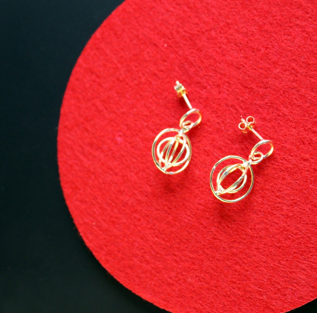 9k Gold Orb Earrings Gold Cage Earrings Gold Drop Earrings Etsy UK