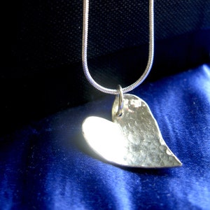 Hammered Love sterling silver handmade heart pendant image 5