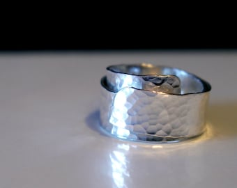 Hammered Sterling Silver Wrap Ring - Handmade