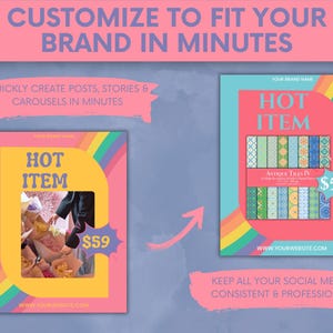Content categories covered in the templates such as tips, promotions, testimonials, and announcements, using colorful visual icons.