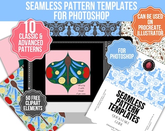 Seamless Pattern Templates for Photoshop, Shape-Based Layouts for Custom Repeats, Scallop, Ogee, Diamond, Templates for Easy Pattern Making