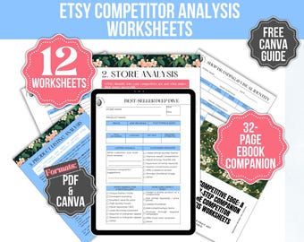 Etsy Competitor Analysis Worksheets for Digital Products, Etsy Shop Research Bundle, Market Research Templates for Digital Sellers