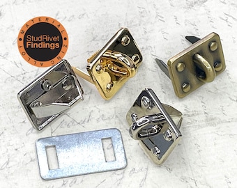 4pcs ZINC alloy Prongs D-ring with base for strap push gate hook Swivel clasp and rectangular ring for bag purse strap handle purse finding