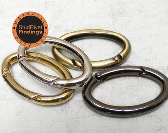 4pcs ZINC ALLOY Oval Rings Openable Spring Ring Snap Clip Trigger Key ring Buckle Purse Hardware