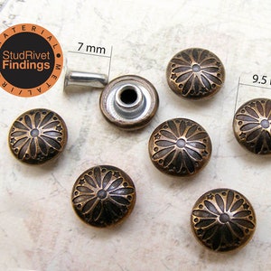 50sets 9.5mm antique brass  flower Rivet for decorate Jean, Jacket, bag purse