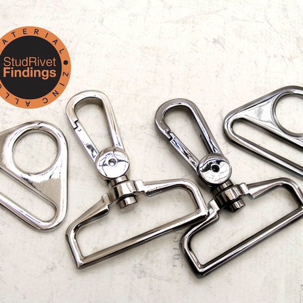 4sets 1.5 inch ZINC Alloy Push Gate Swivel Snap Hook Clasps with TRIANGLE Rings