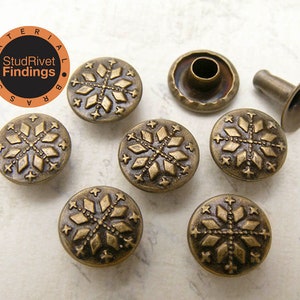 50sets 9mm  antique Brass VINTAGE pattern studs Rivets decorating item for leathercrafts