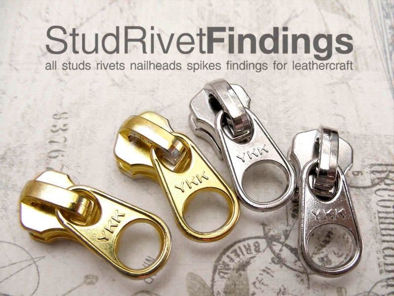 10pcs YKK no.5 Genuine Leather Zipper Head with PULLER YKK Etsy