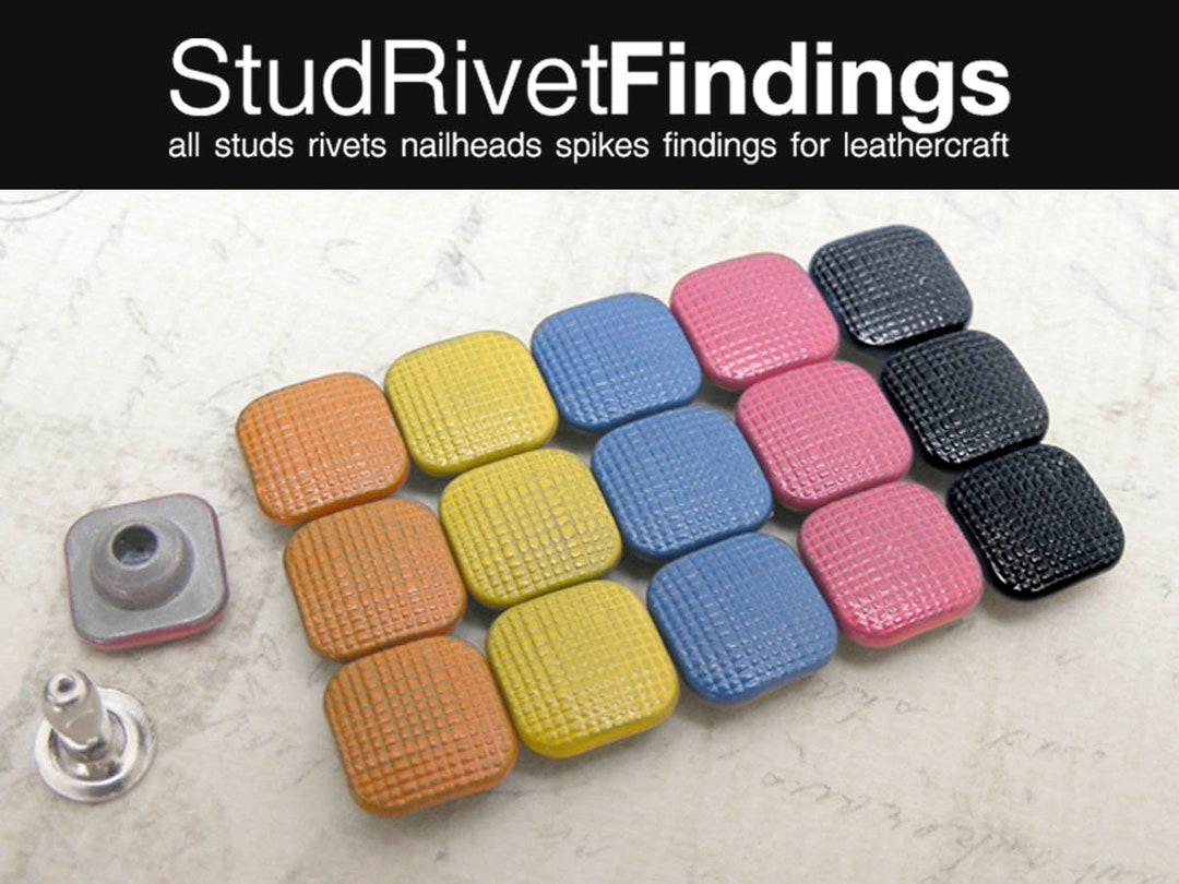 10sets 8x8mm VINTAGE Round Corner Square texture Rivet for - Etsy