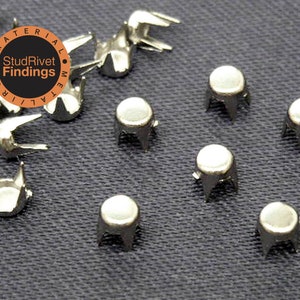 100-500pcs 4mm Silver flat round Studs Metal Punk Rock Biker Spikes spots Heavy Duty DIY