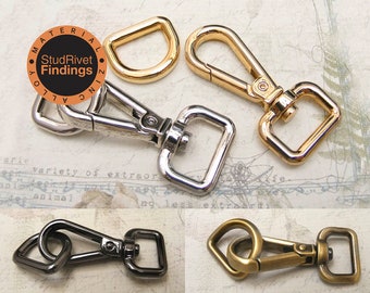4 juegos de ganchos de empuje de aleación de zinc de 16 mm y 5/8", gancho giratorio y anillos en D para correas de bolsos y carteras.