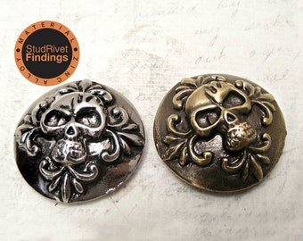 4PCS 31mm (1 1/4") Zinc ALLOY conchos skull with gothic ornament Leathercrafts screw back Craft Rivet Stud4