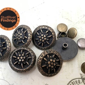 10 sets ZINC ALLOY vintage flower ornament leather craft Rapid Rivet Stud