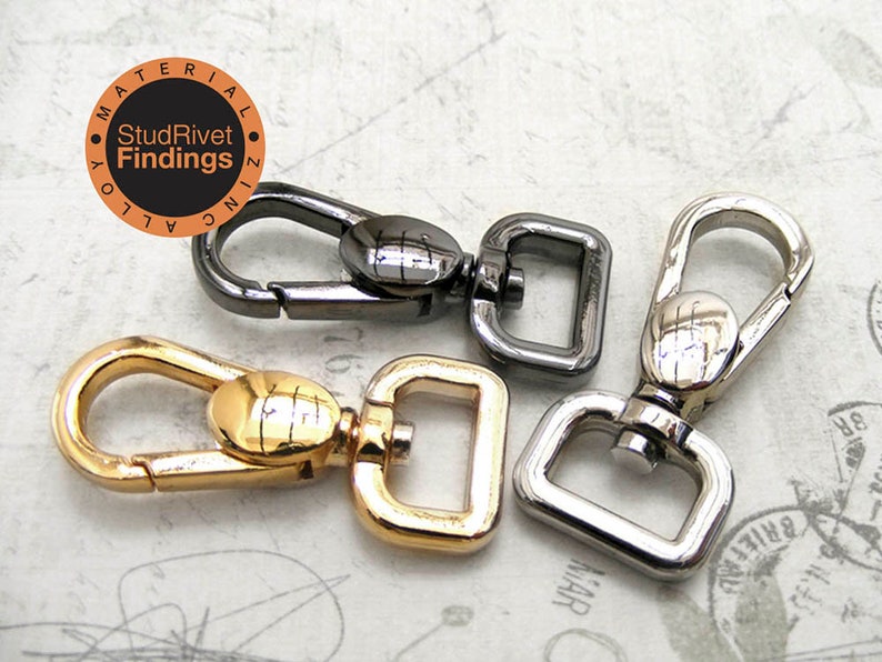 4pcs 11mm, 7/16 ZINC alloy Tiny push gate hook Swivel clasps hook For Bag, Purse Strap image 1