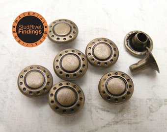 50sets 9mm antique brass VINTAGE dot pattern studs Rivets decorating item for leathercrafts