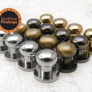 BRASS High Quality 7-10mm head, mini nipple Button Studs Stand Leather Screw back for DIY Craft