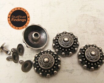 10 sets ZINC ALLOY vintage round ornament style leather craft Rapid Rivet Stud