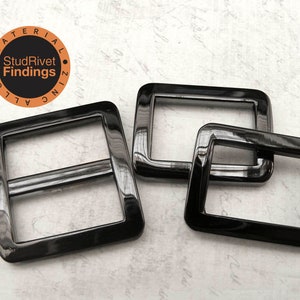 4 sets 3/4"-1 1/2"  FLAT Gunmetal Slide Triglide Buckle Adjuster with Rectangle Rings Purse Loop / Zinc Alloy