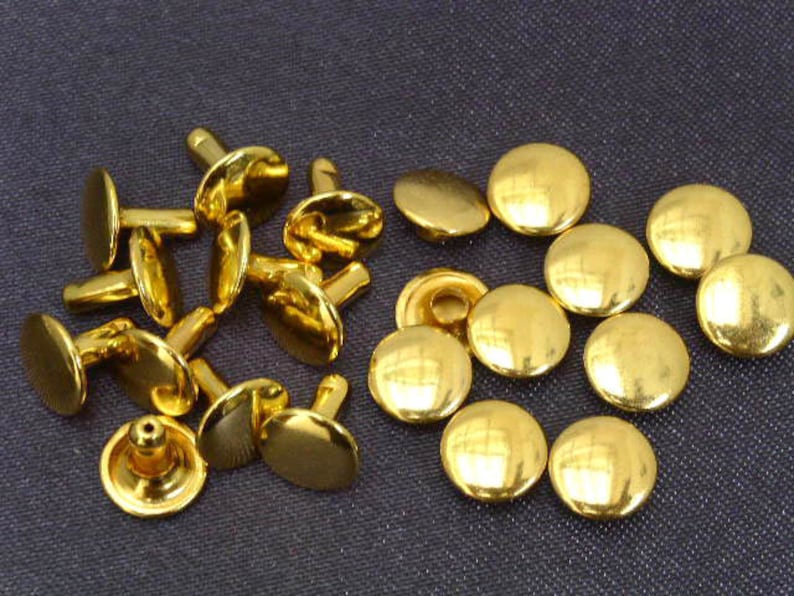 High Quality IRON 100sets 5mm Double Caps FLAT Round Rapid Rivets Studs