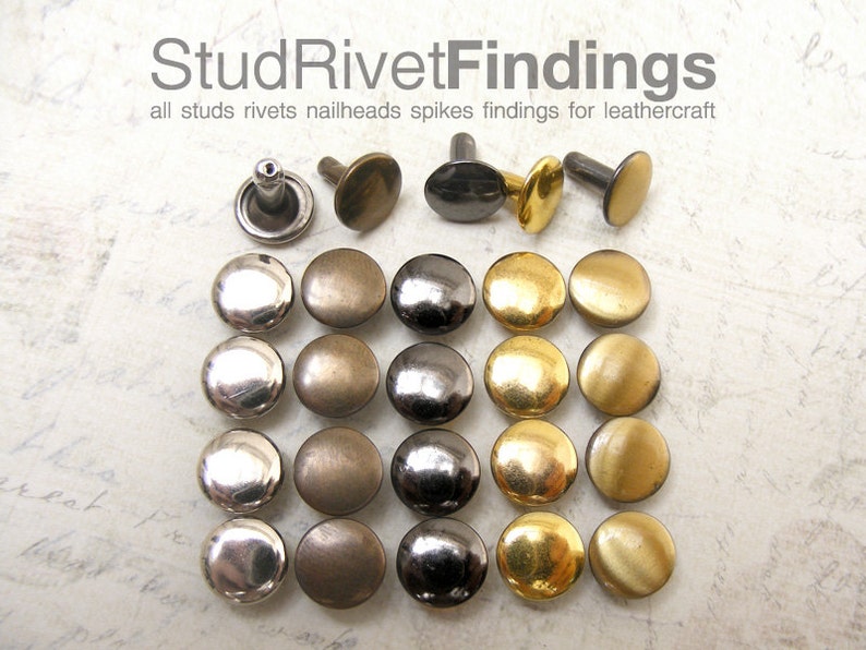 High Quality IRON 100sets 5mm Double Caps FLAT Round Rapid Rivets Studs
